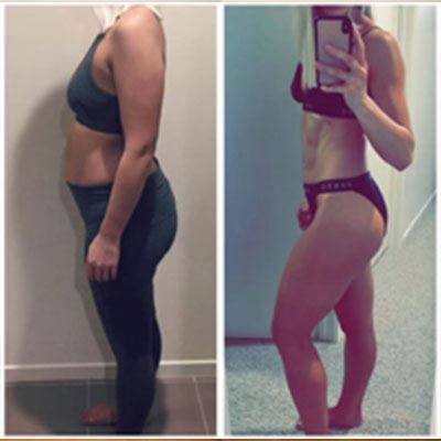 before & after - KristyAnne lost inches and kgs on 28bysamwood