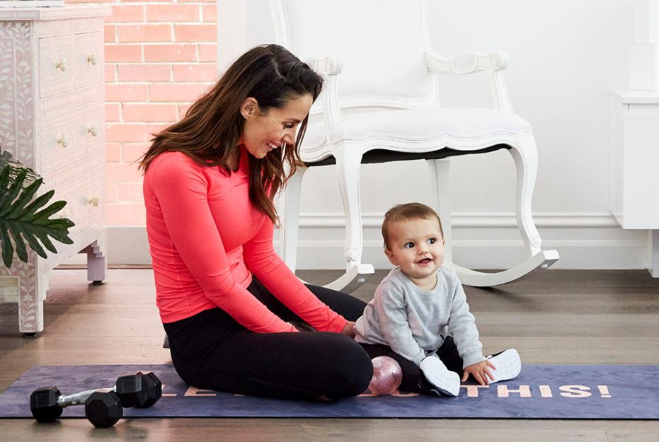 Snez Wood & baby Willow having fun doing the postnatal fitness program by 28 By Sam Wood