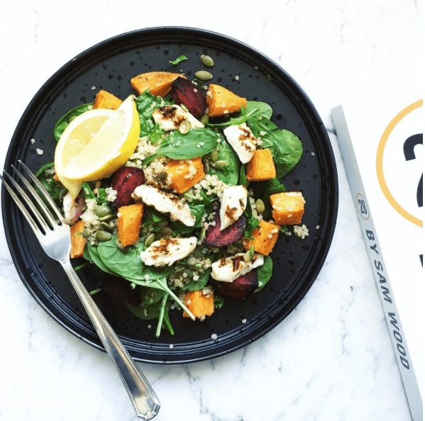 healthy-meal-prep-timesavers-02-roast-veg-quinoa-haloumi-salad